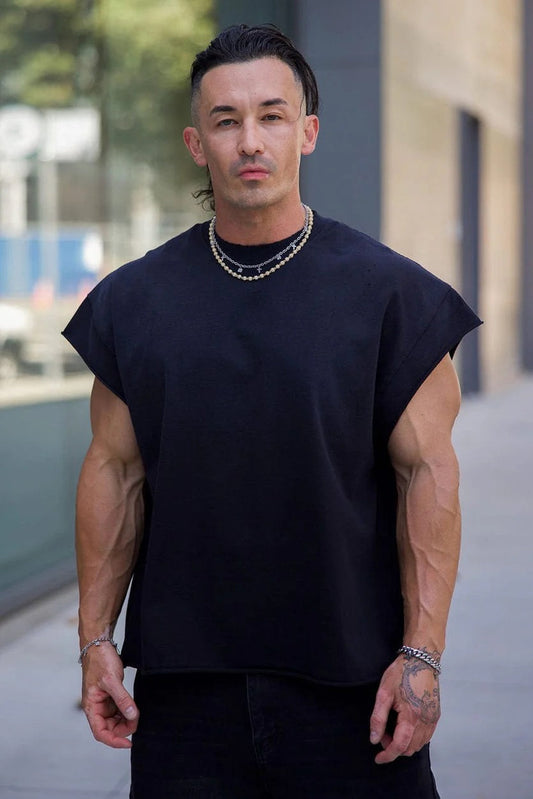 Youngla > Drop Shoulder Cut-Offs T-Shirt