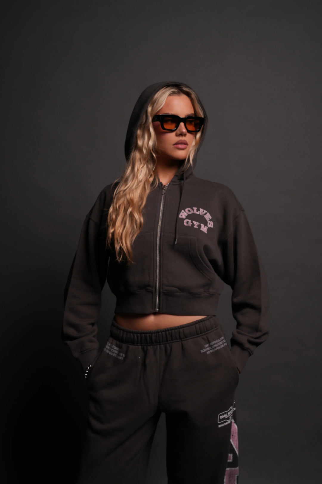 Darc Sport > Wolves Gym V2 Sage Cropped Zip Hoodie