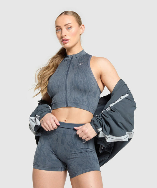 Gymshark > Adapt Camo Zip Up Crop Top