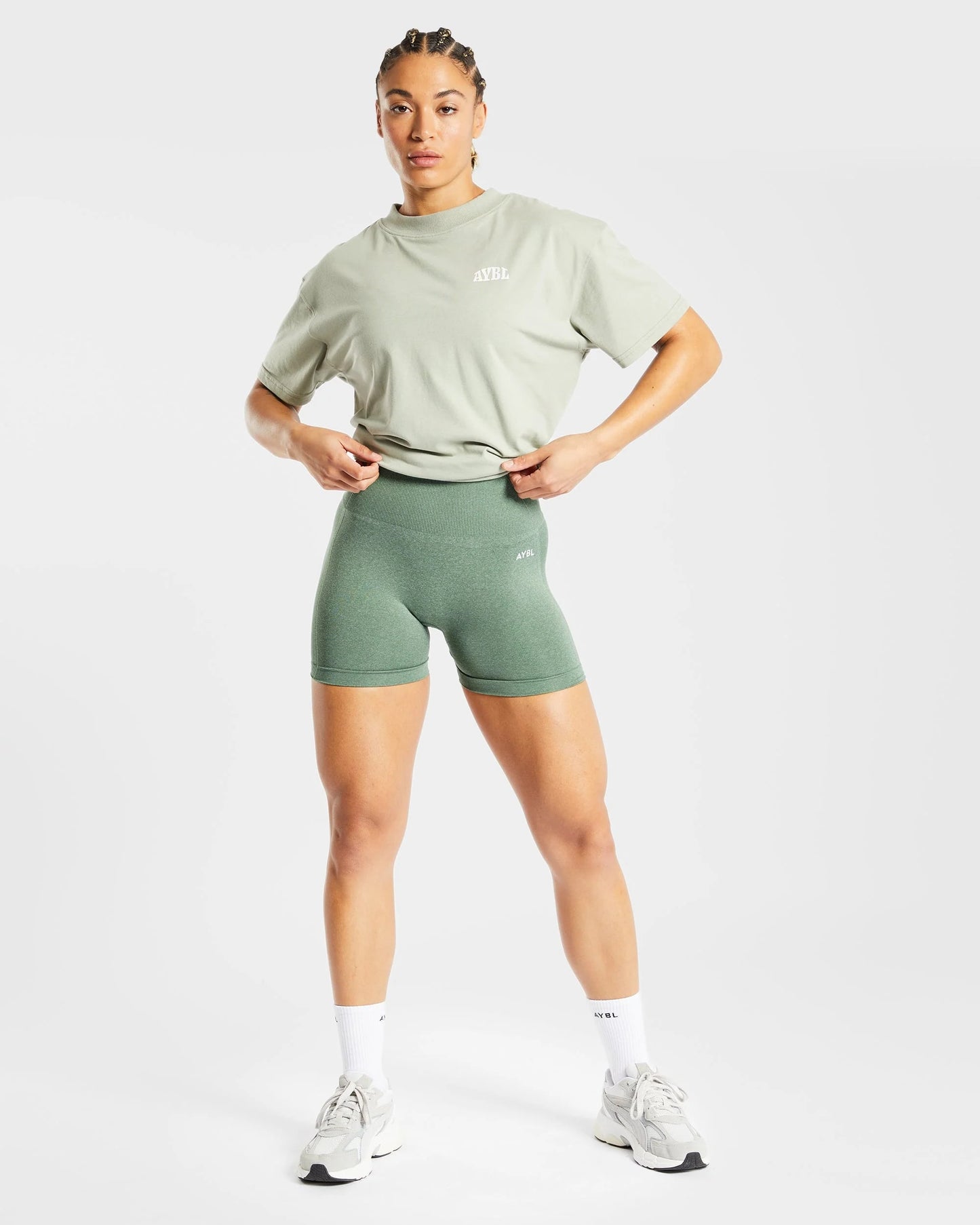 AYBL > Empower Seamless Shorts > M > Olive Marl > AYBL