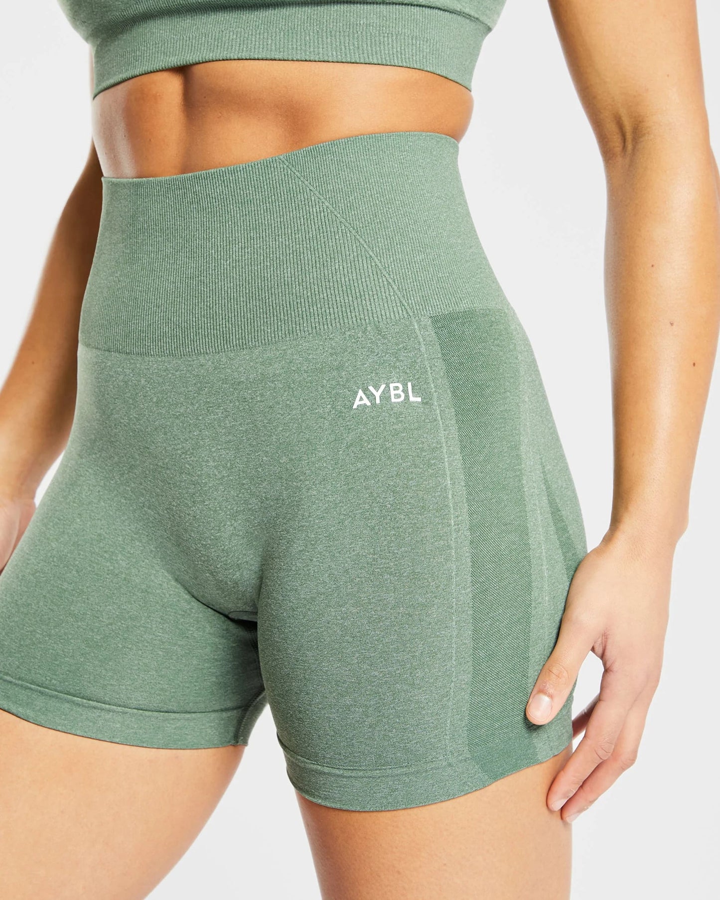 AYBL > Empower Seamless Shorts > M > Olive Marl > AYBL