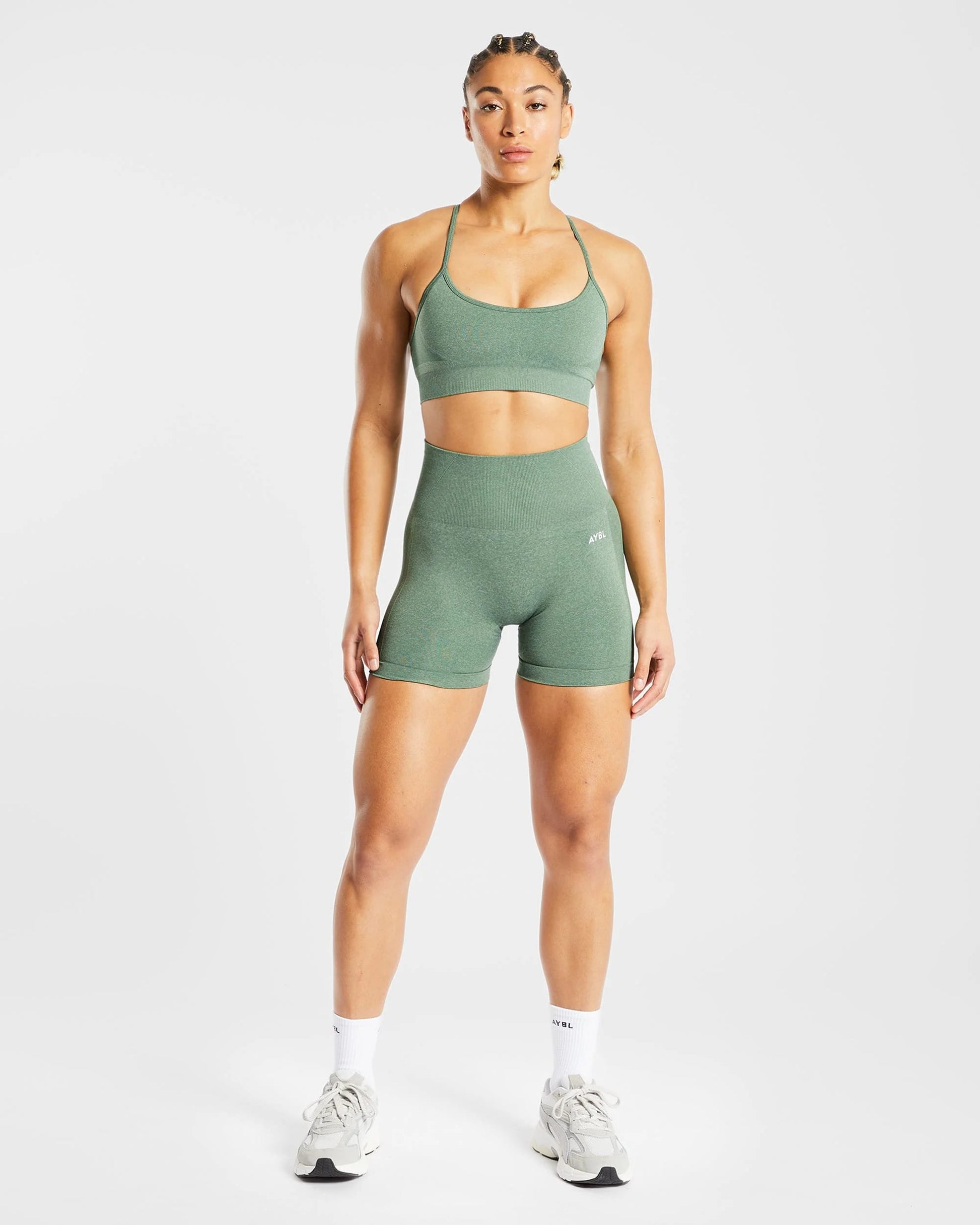 AYBL > Empower Seamless Shorts > M > Olive Marl > AYBL