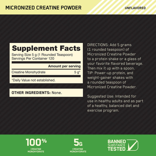 Optimum Nutrition > Micronized Creatine Powder: 120 porciones