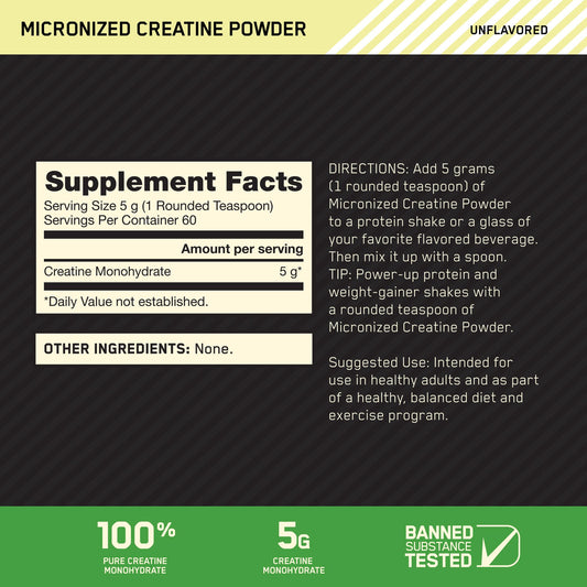 Optimum Nutrition > Micronized Creatine Powder: 60 porciones