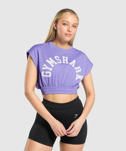 Gymshark > Mesh Graphic Crop Top
