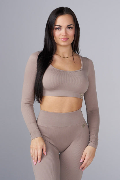 Youngla > Ribbed Seamless Longsleeve crop