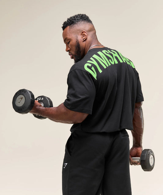 Gymshark > Power T-Shirt > L > Black/Energy Gelato Green > Gymshark