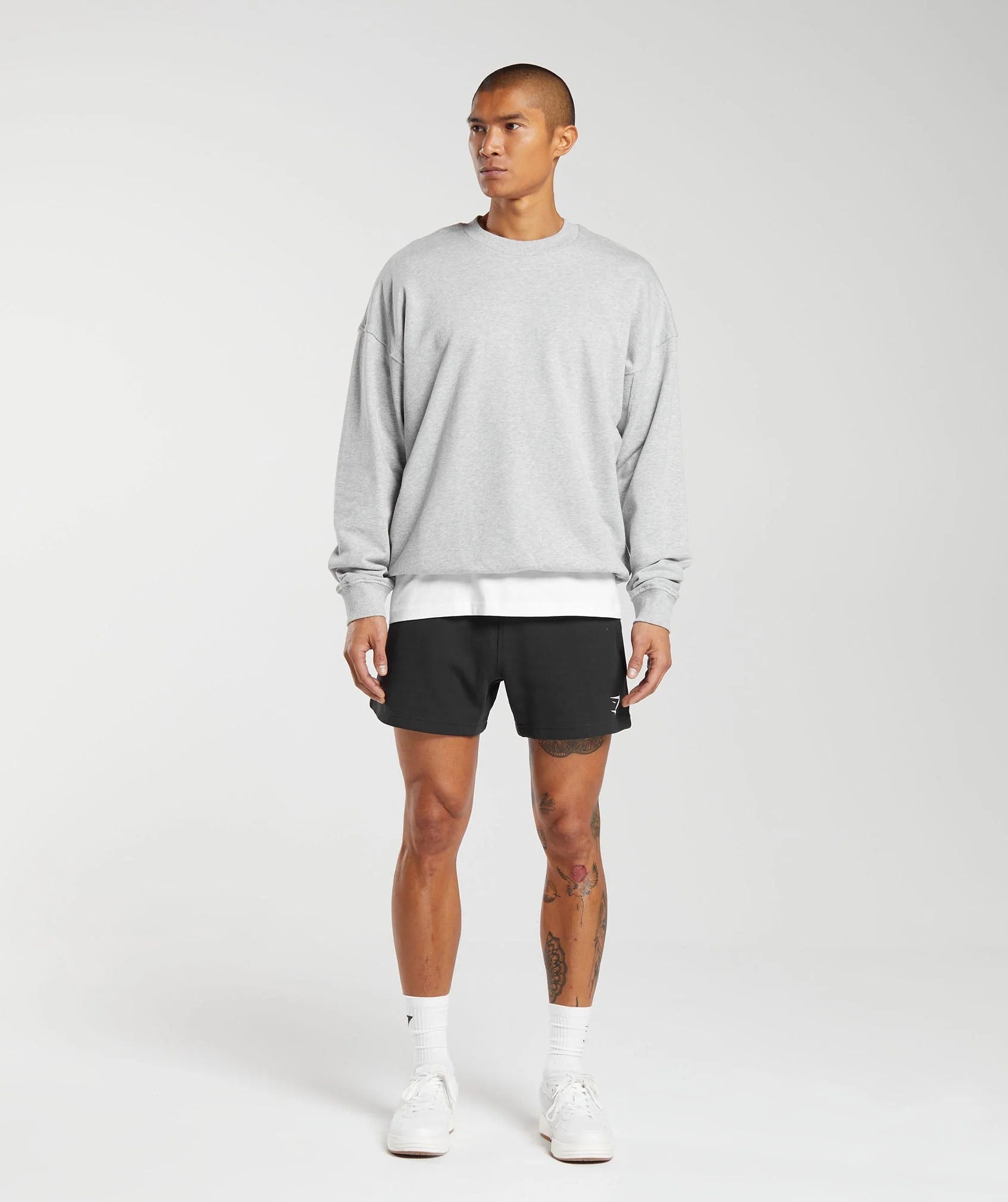Gymshark > Rest Day Essential Crew > M > Light Grey Core Marl > Gymshark