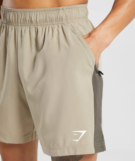 Gymshark > Sport 7" Shorts > M > Sand Brown/Camo Brow > Gymshark