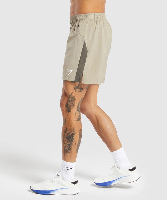 Gymshark > Sport 7" Shorts > M > Sand Brown/Camo Brow > Gymshark