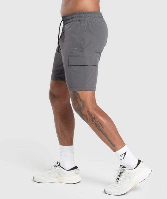 Gymshark > Stretch Woven Cargo Shorts > M > Graphite Grey > Gymshark