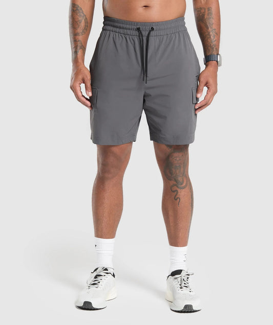 Gymshark > Stretch Woven Cargo Shorts > M > Graphite Grey > Gymshark