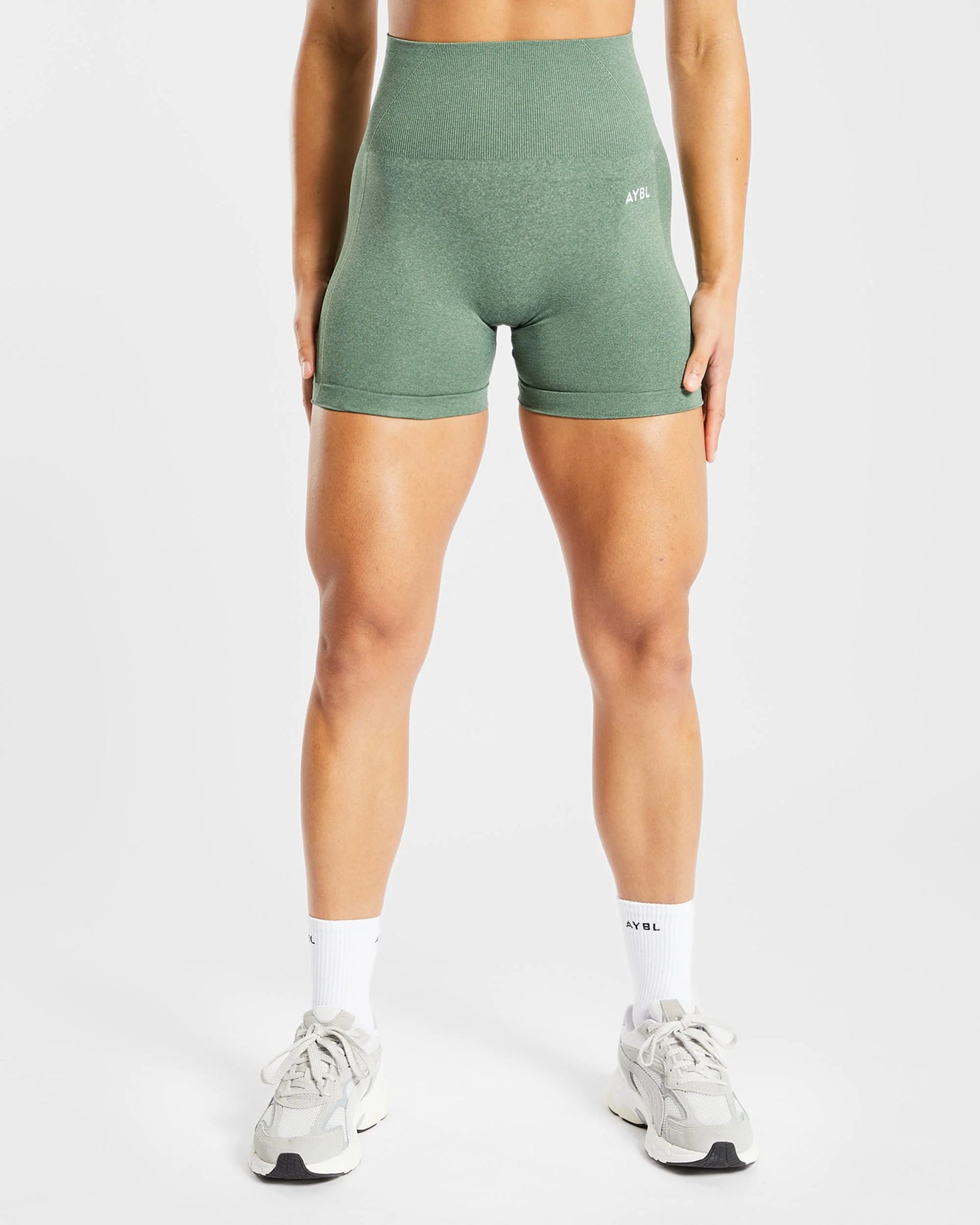 AYBL > Empower Seamless Shorts > M > Olive Marl > AYBL