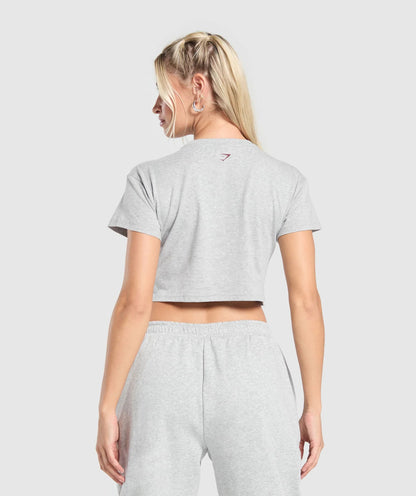Gymshark > Collegiate Lifestyle Crop Top > M > Light Grey Core Marl > Gymshark