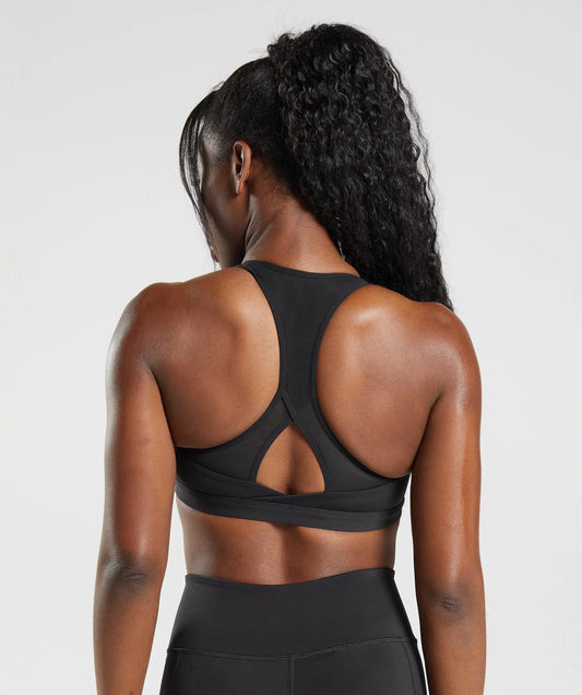 Gymshark > Crossover Sports Bra > XS > Black > Gymshark