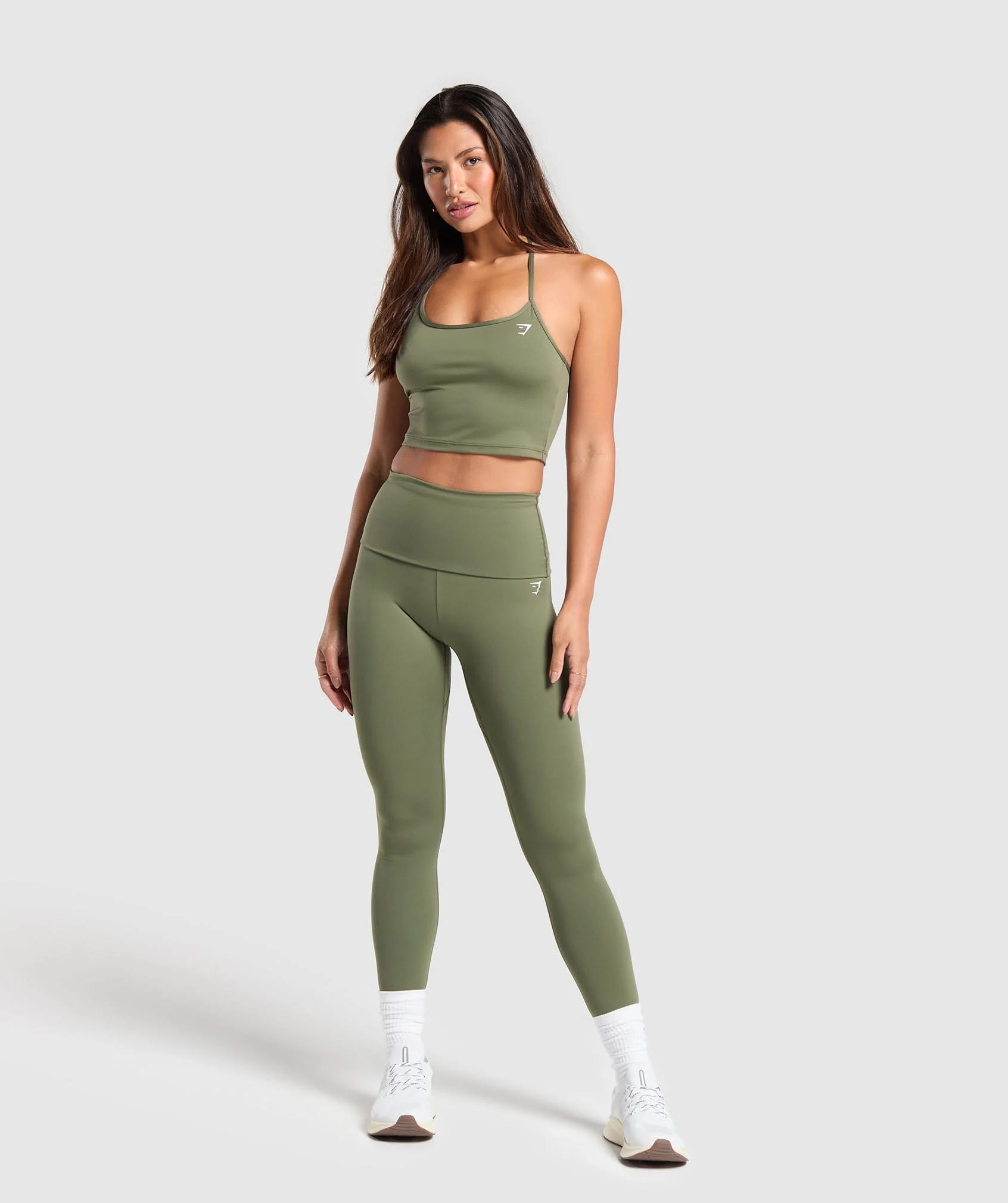 Gymshark > Everyday Foldover Leggings > M > Core Olive > Gymshark