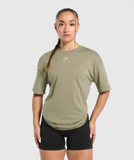 Gymshark > Power Oversized T-Shirt > S > Linen Brown > Gymshark
