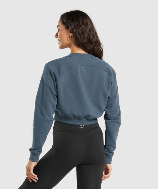 Gymshark > Training Fleece Cropped Sweatshirt > S > Cargo Blue > Gymshark
