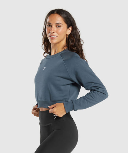 Gymshark > Training Fleece Cropped Sweatshirt > S > Cargo Blue > Gymshark