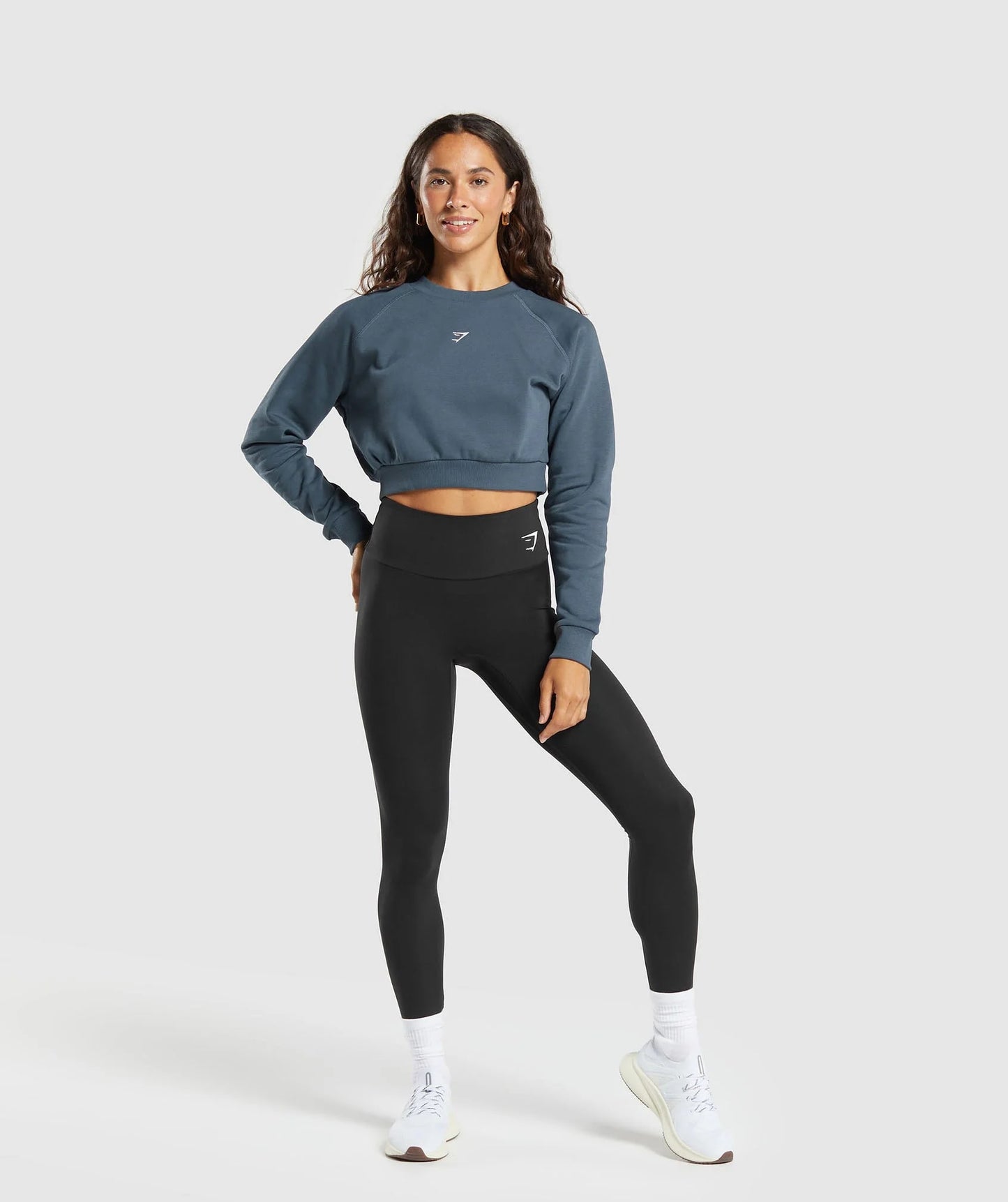 Gymshark > Training Fleece Cropped Sweatshirt > S > Cargo Blue > Gymshark