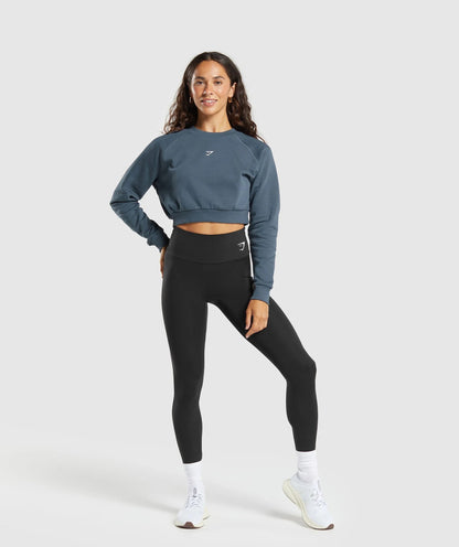 Gymshark > Training Fleece Cropped Sweatshirt > S > Cargo Blue > Gymshark